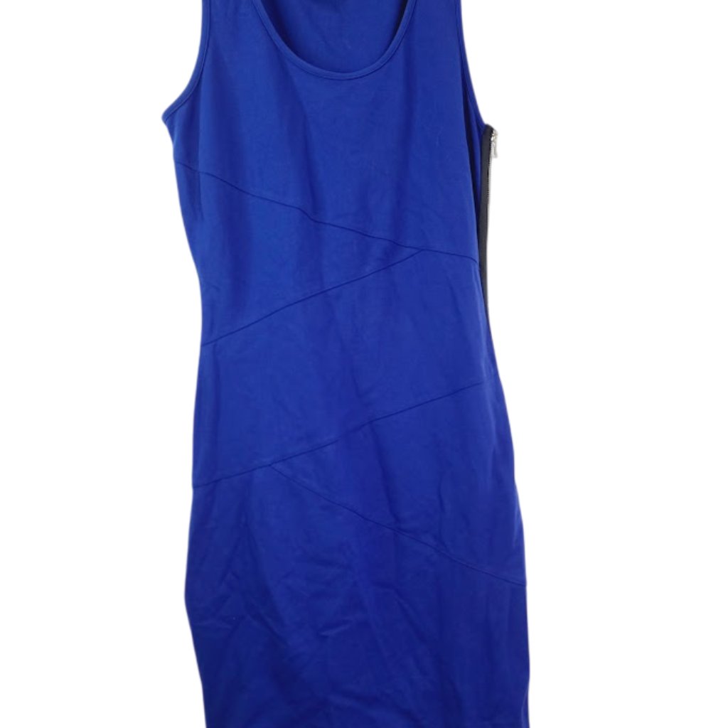 Armani Exchange Women's Blue Sleeveless Round Neck Sheath Mini Dress Size S